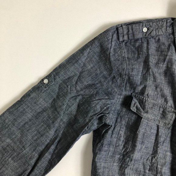 CALVIN KLEIN Jeans Men's Chambray Buttom Up Shirt size Large Gray Pockets‎ I65 - Picture 6 of 6